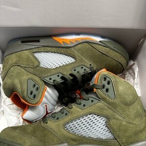 Jordan Athletic Shoes in Olive Green and Orange